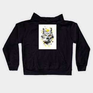 Owl with orange eyes Kids Hoodie